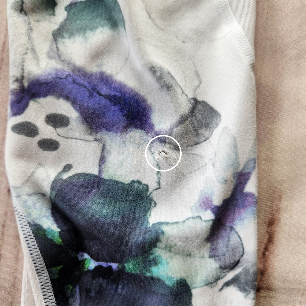 Athleta "Floral Mudra 7/8 Leggings" High Rise White Mesh Panel | Women's Size XS - Picture 4 of 11